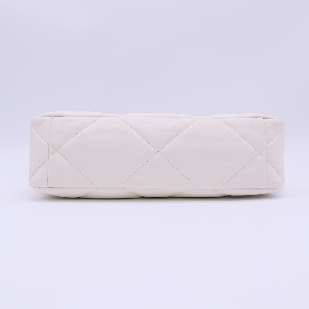 Chanel Lambskin Quilted Medium Chanel 19 Flap White twins B21978