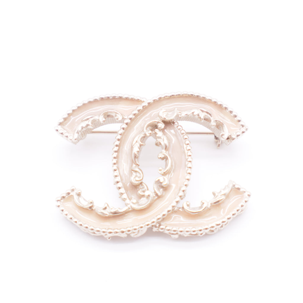 Pearl Crystal Mini CC Charms Brooch Light Gold Pink