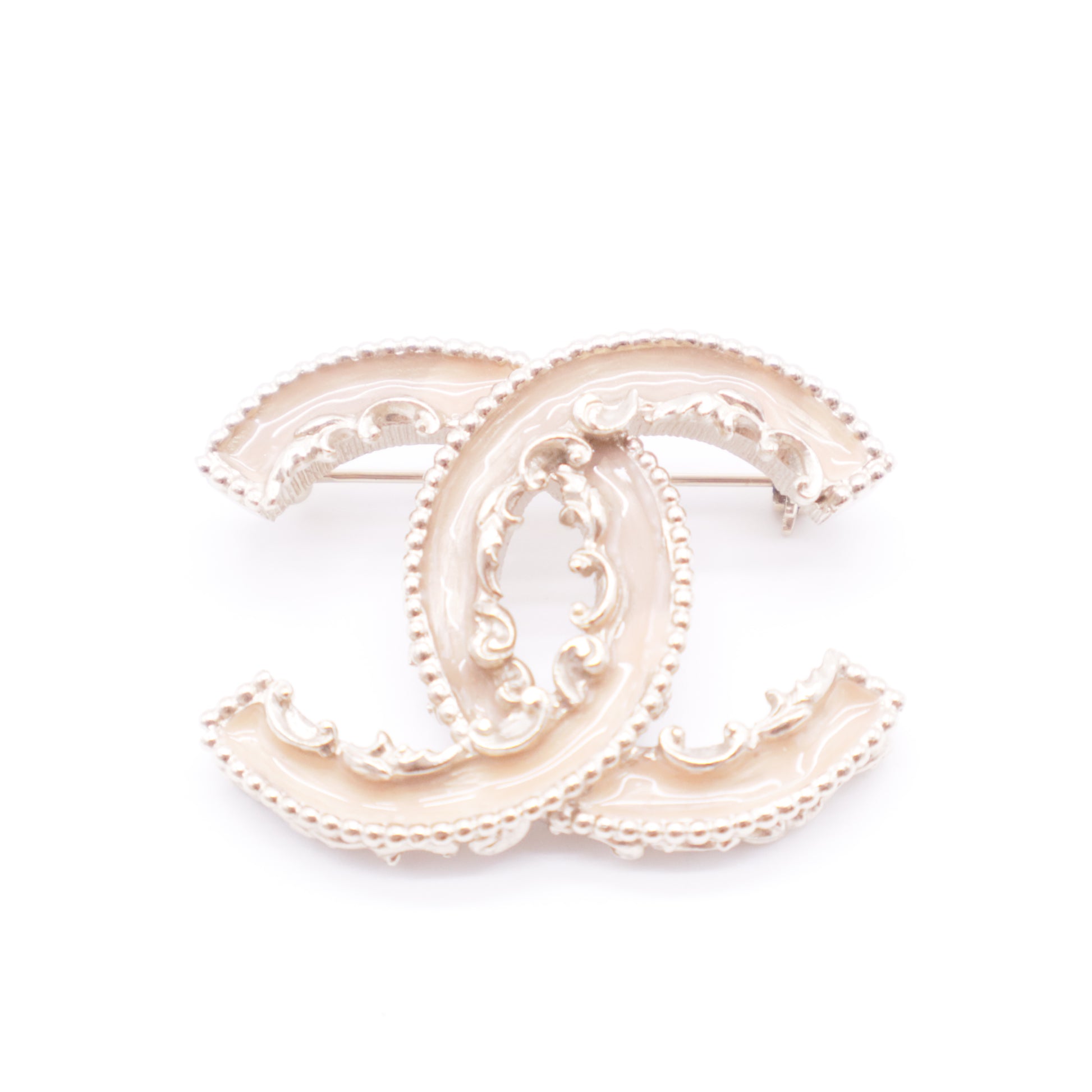 Pearl Crystal Mini CC Charms Brooch Light Gold Pink