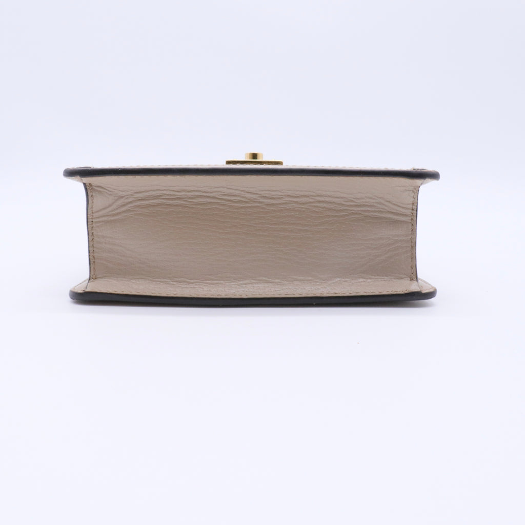 GG Supreme Monogram Textured Dollar Calfskin Web Mini Ophidia Padlock twins