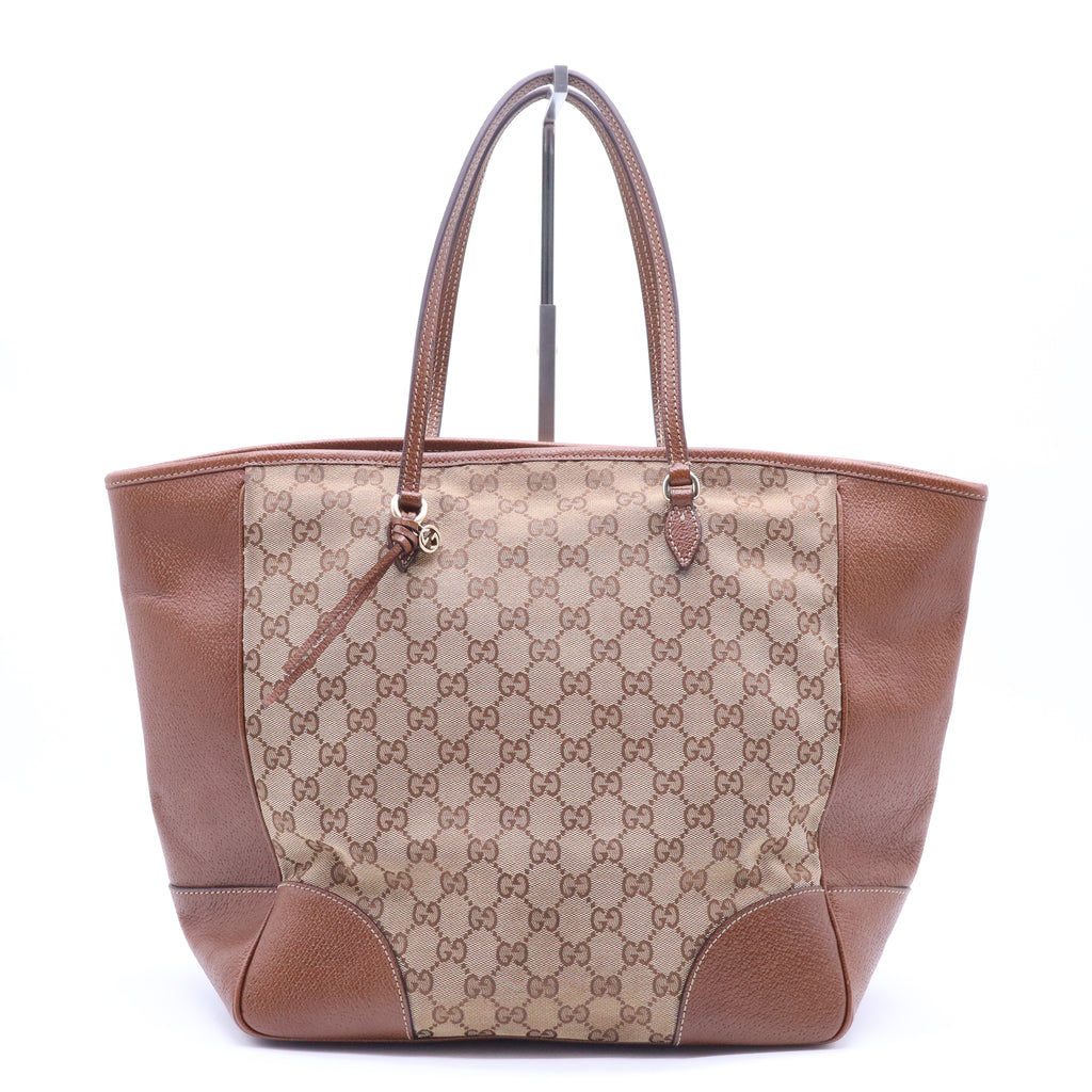 Gucci Gucci Brown/Beige GG Canvas and Leather Bree Tote B21440