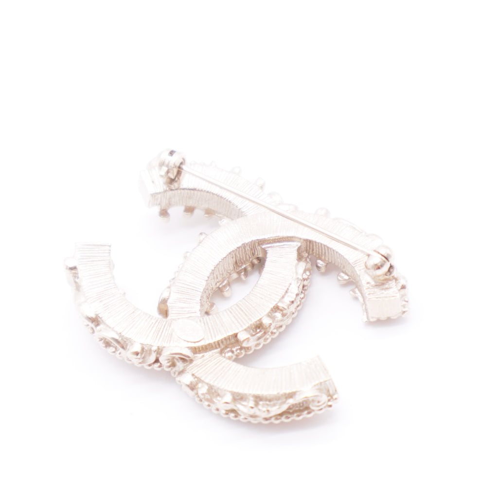 Pearl Crystal Mini CC Charms Brooch Light Gold Pink