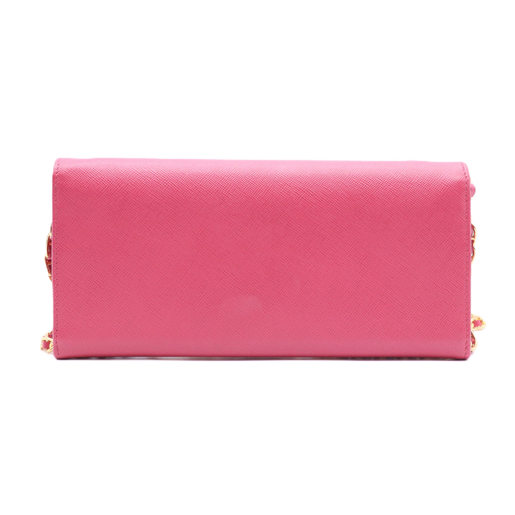 Saffiano Metal Continental Flap Wallet Fragola Talco