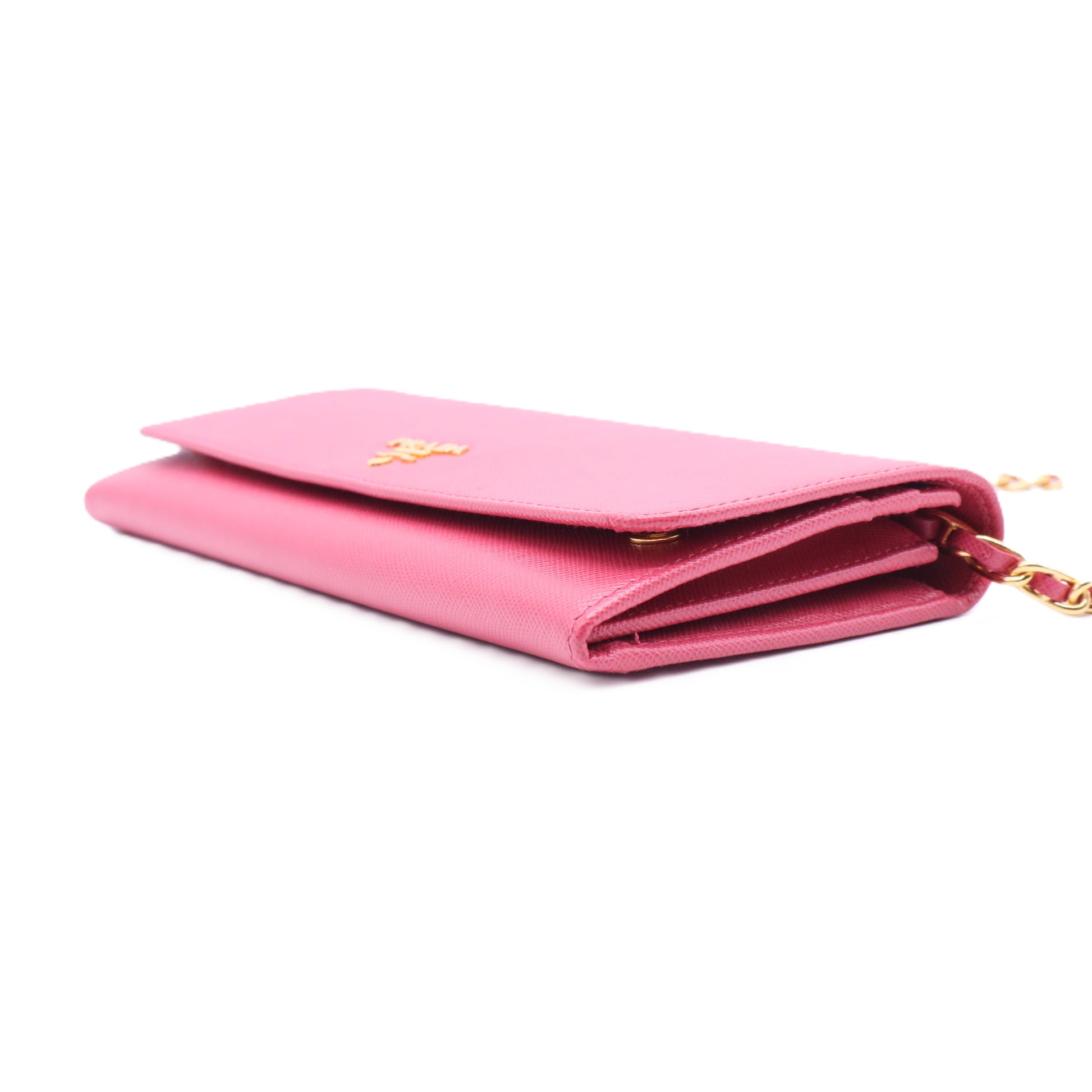 Saffiano Metal Continental Flap Wallet Fragola Talco