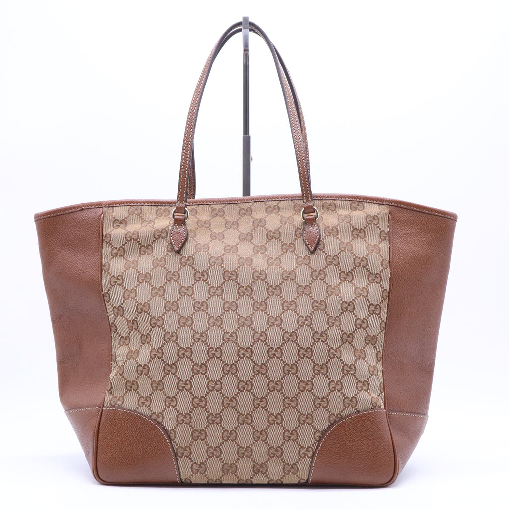 Gucci Gucci Brown/Beige GG Canvas and Leather Bree Tote B21440