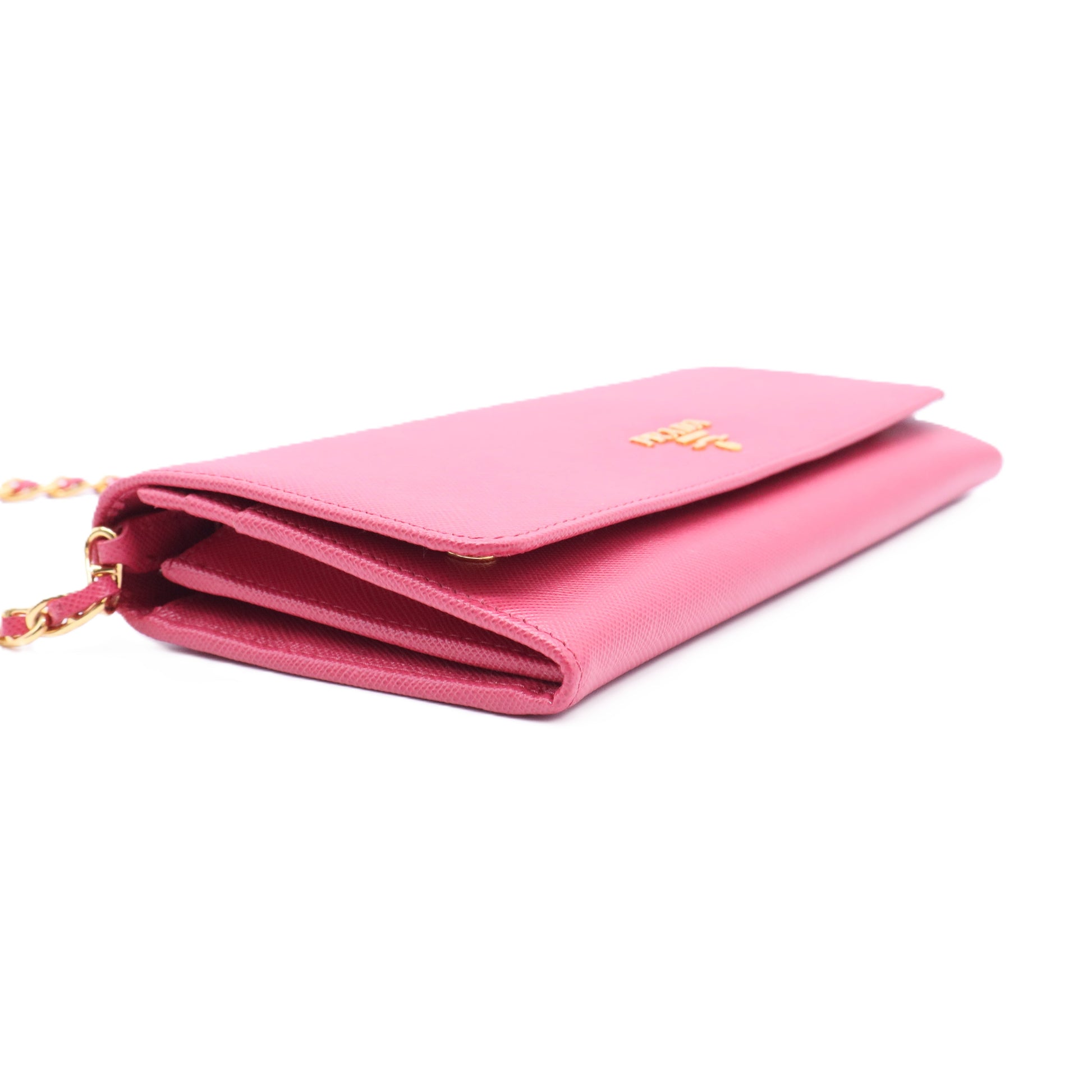 Saffiano Metal Continental Flap Wallet Fragola Talco