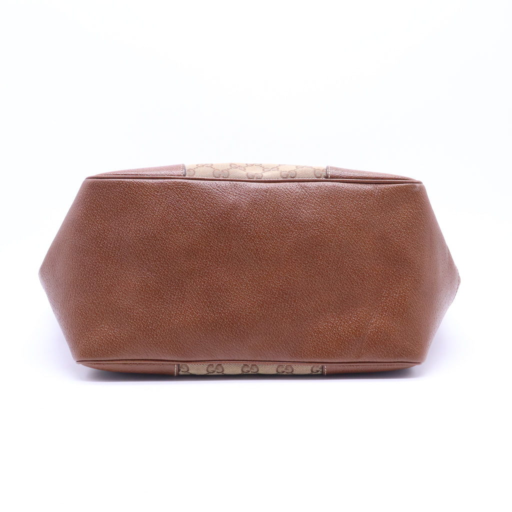 Gucci Gucci Brown/Beige GG Canvas and Leather Bree Tote B21440