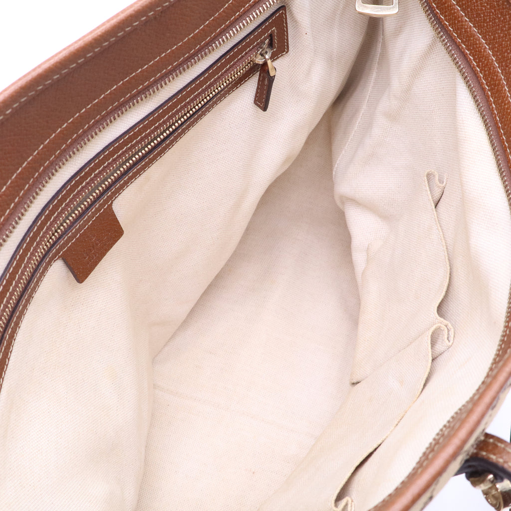 Gucci Gucci Brown/Beige GG Canvas and Leather Bree Tote B21440