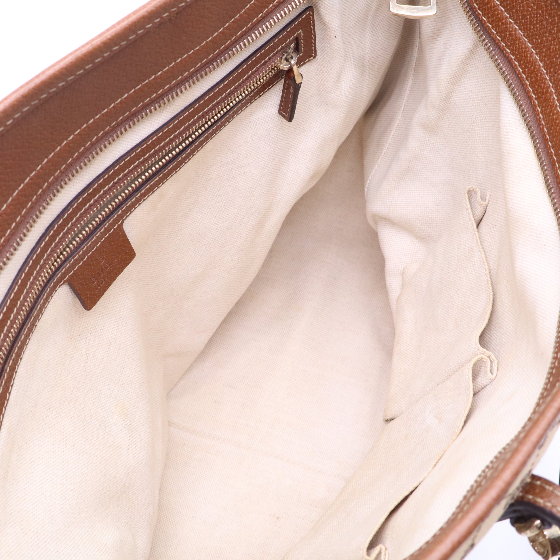 Gucci Gucci Brown/Beige GG Canvas and Leather Bree Tote B21440