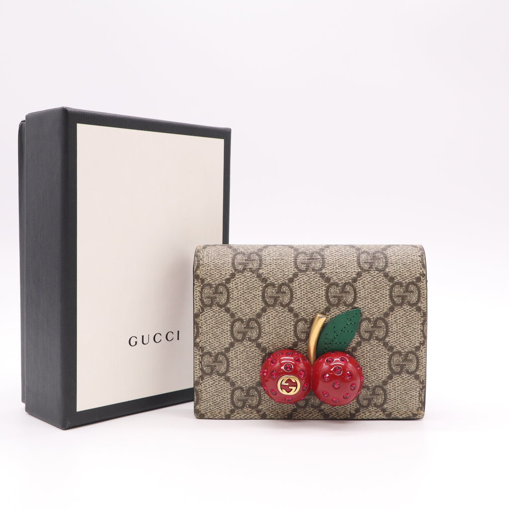 Gucci GG Supreme Cherry Card Case Wallet W22286