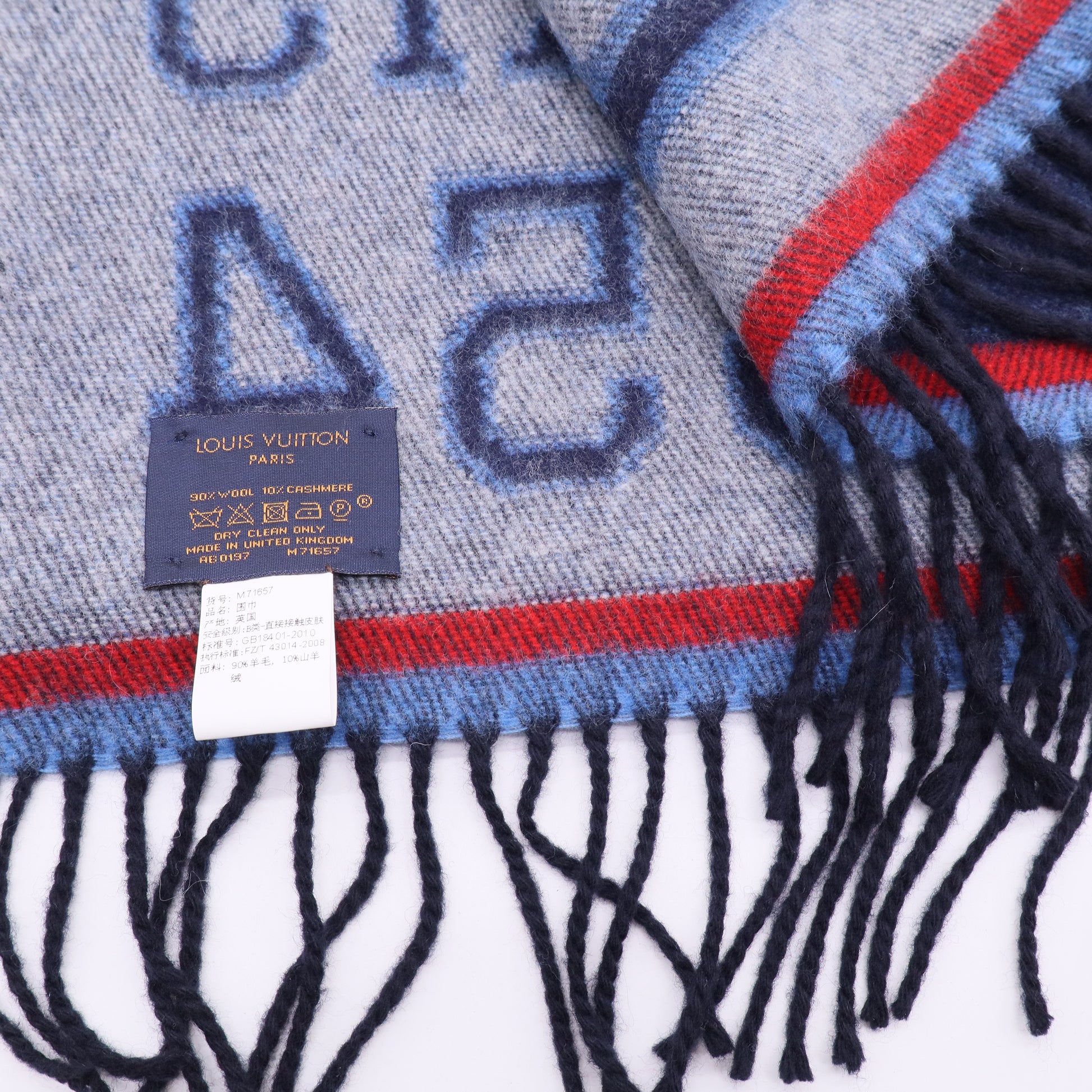 Blue and Gray wool blend Scarf