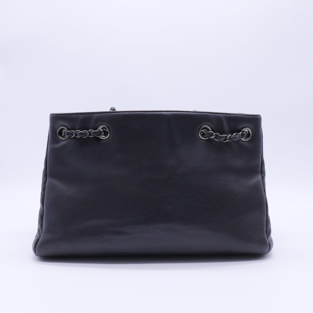 Woven Chain Shopping Tote Caviar Medium Twins