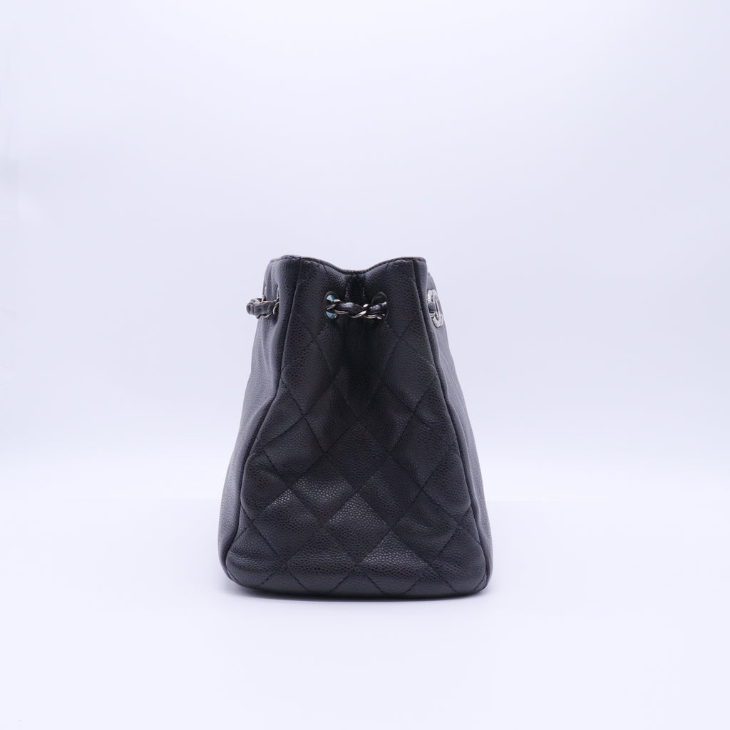 Woven Chain Shopping Tote Caviar Medium Twins