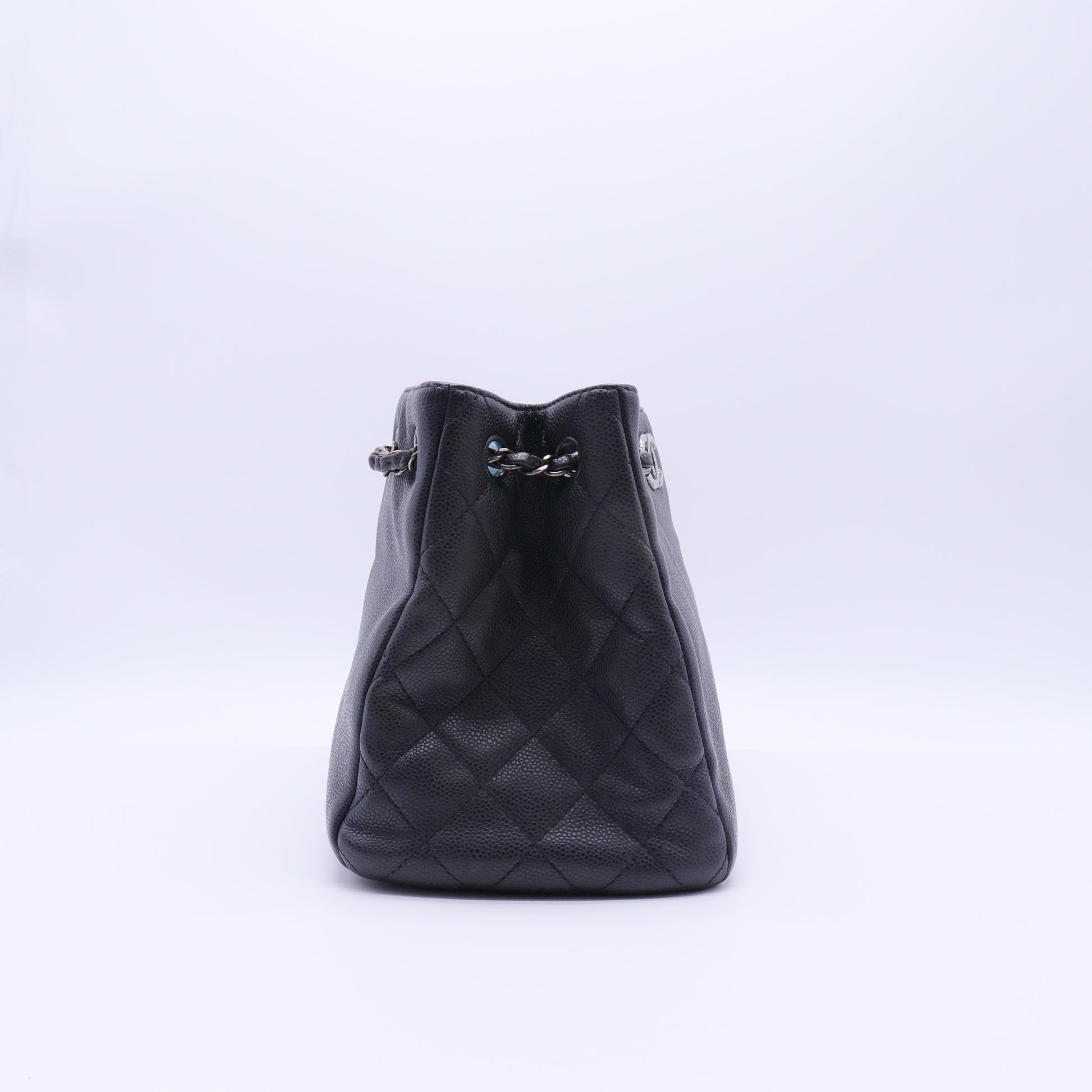 Woven Chain Shopping Tote Caviar Medium Twins
