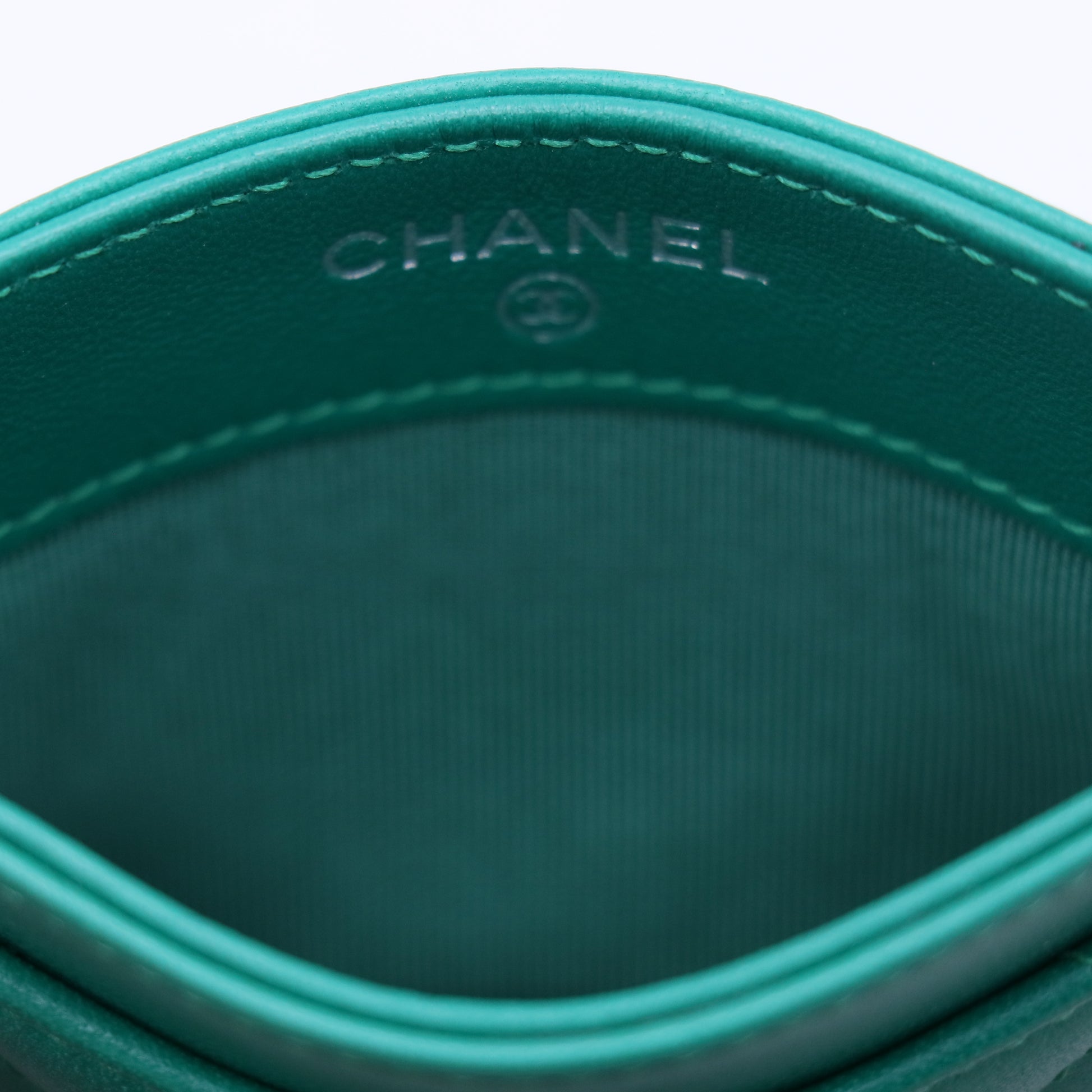 Chanel Caviar Quilted Card Holder Teal Mint Green Twins LDJ3795
