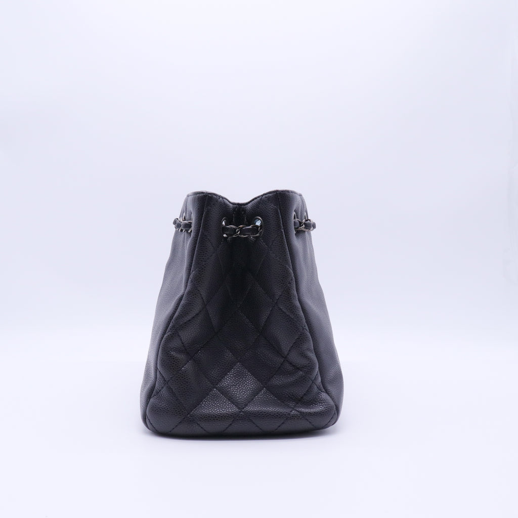 Woven Chain Shopping Tote Caviar Medium Twins