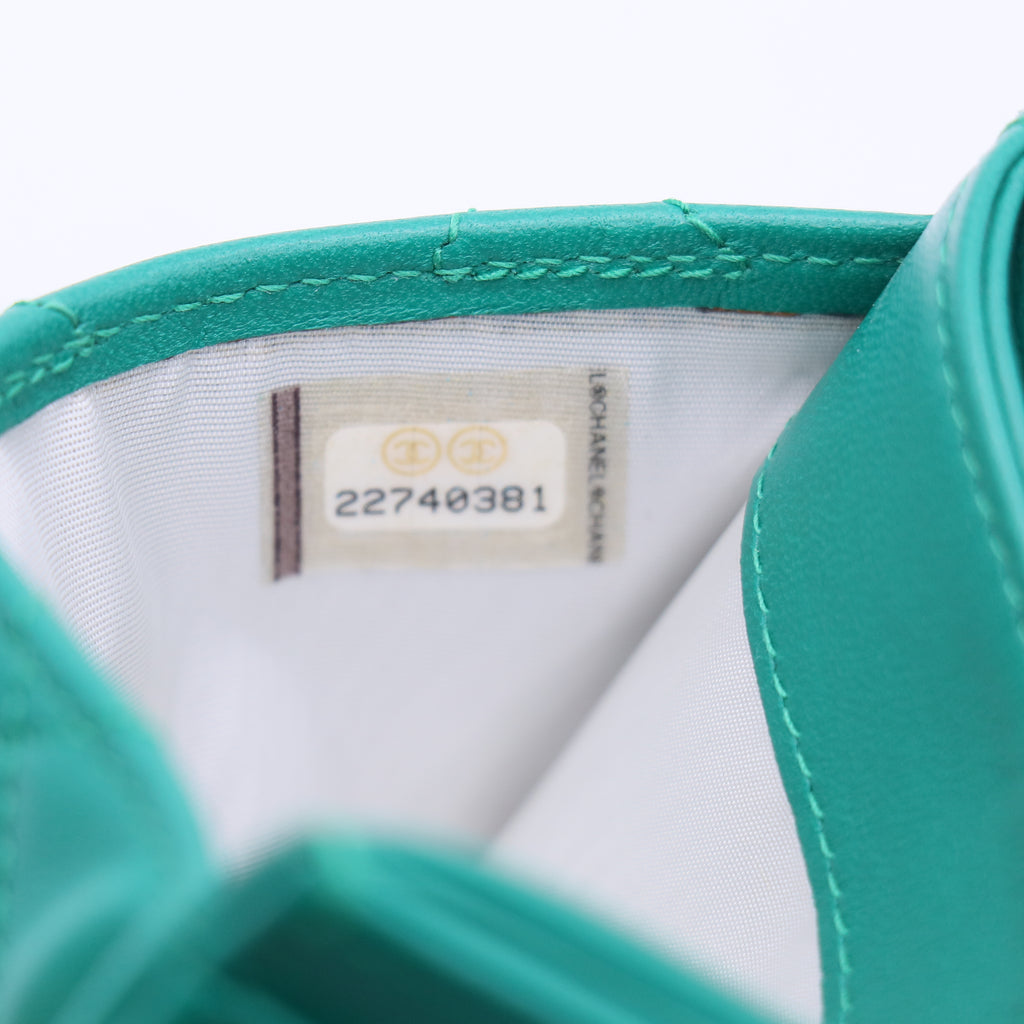 Chanel Caviar Quilted Card Holder Teal Mint Green Twins LDJ3795