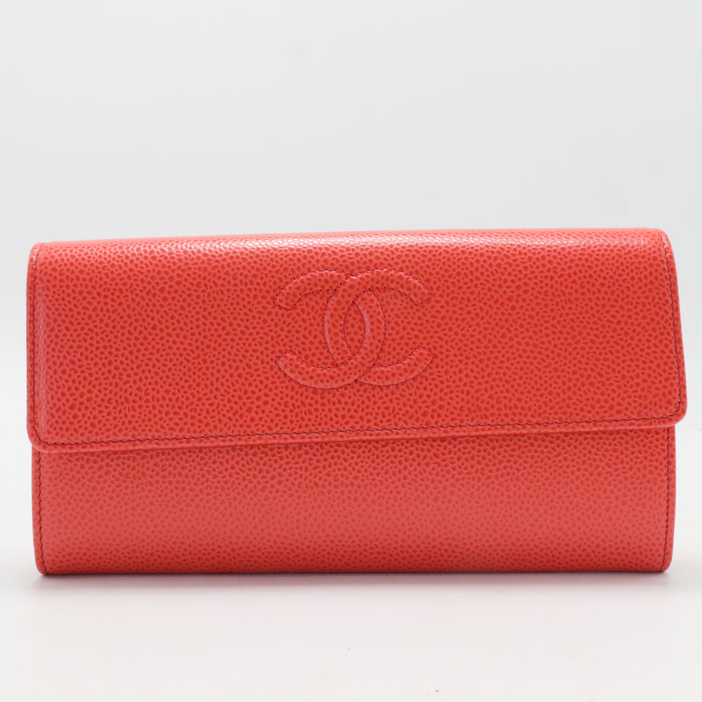 Caviar Leather CC Timeless Flap Wallet Long