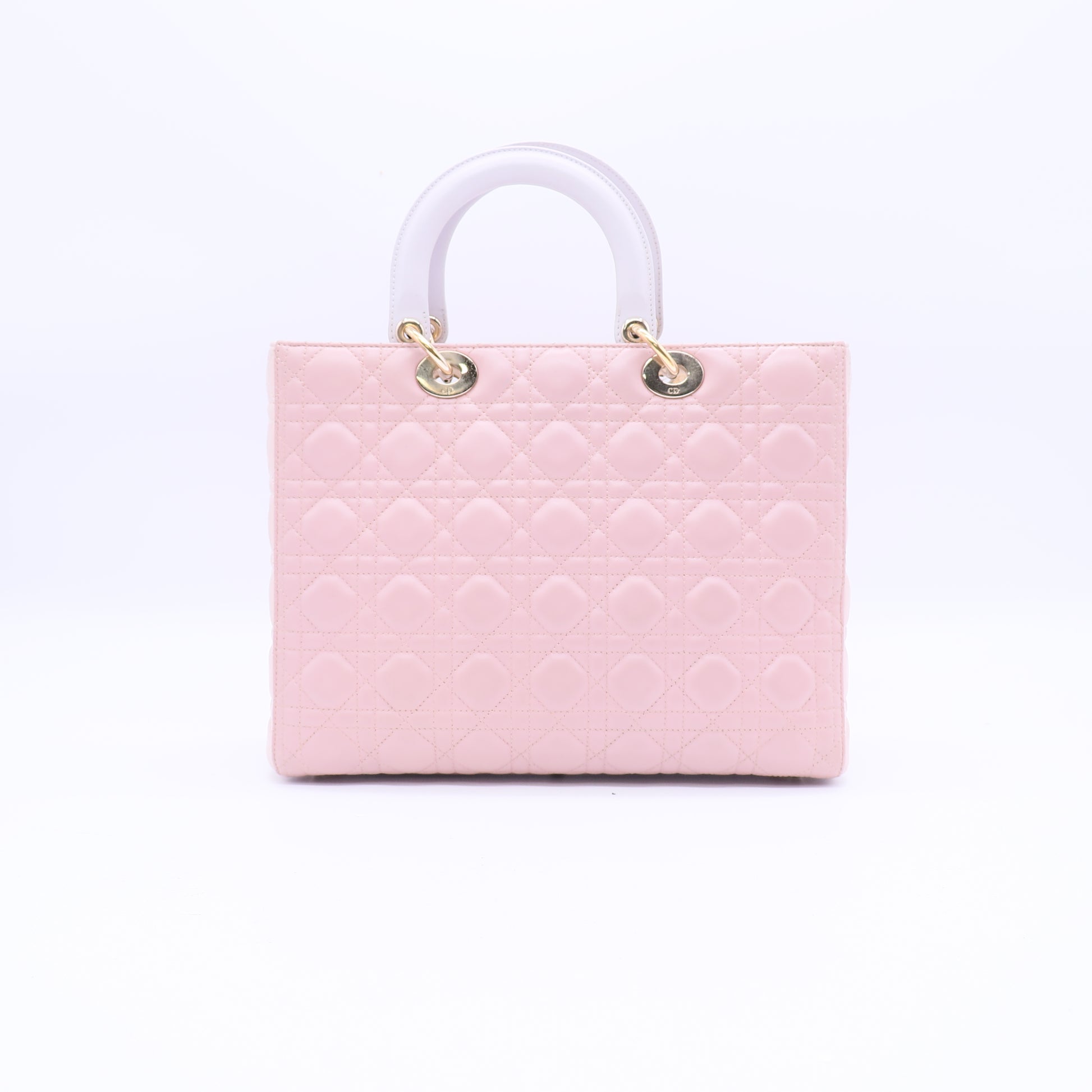 Christian Dior Bi-Color Special Edition Dior Lady Large Cannage Shoulder Bag Leather Pink  Twins LDJ3791