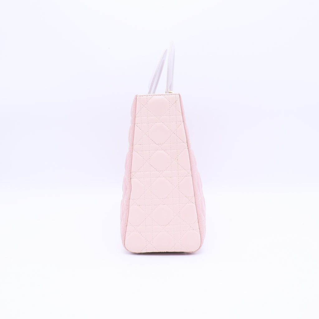 Christian Dior Bi-Color Special Edition Dior Lady Large Cannage Shoulder Bag Leather Pink  Twins LDJ3791