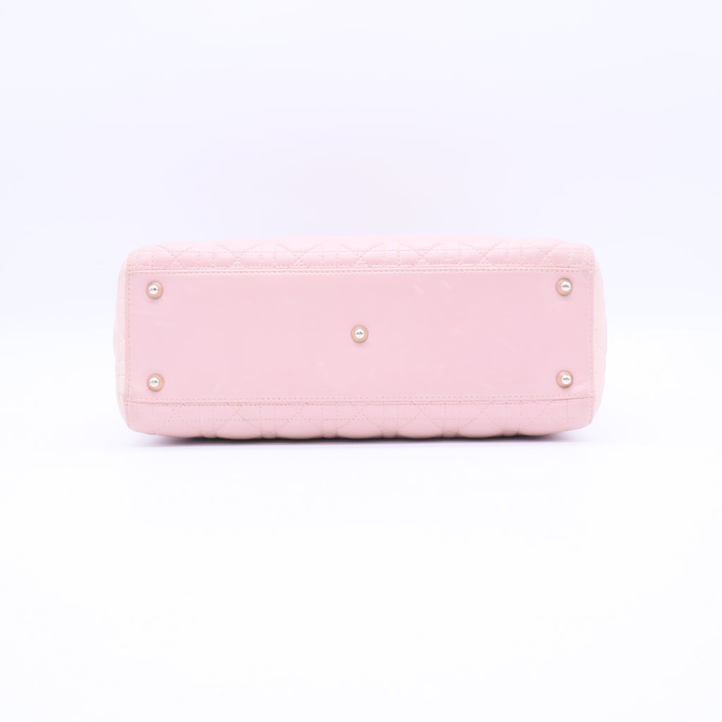 Christian Dior Bi-Color Special Edition Dior Lady Large Cannage Shoulder Bag Leather Pink  Twins LDJ3791