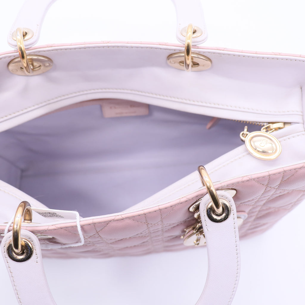 Christian Dior Bi-Color Special Edition Dior Lady Large Cannage Shoulder Bag Leather Pink  Twins LDJ3791