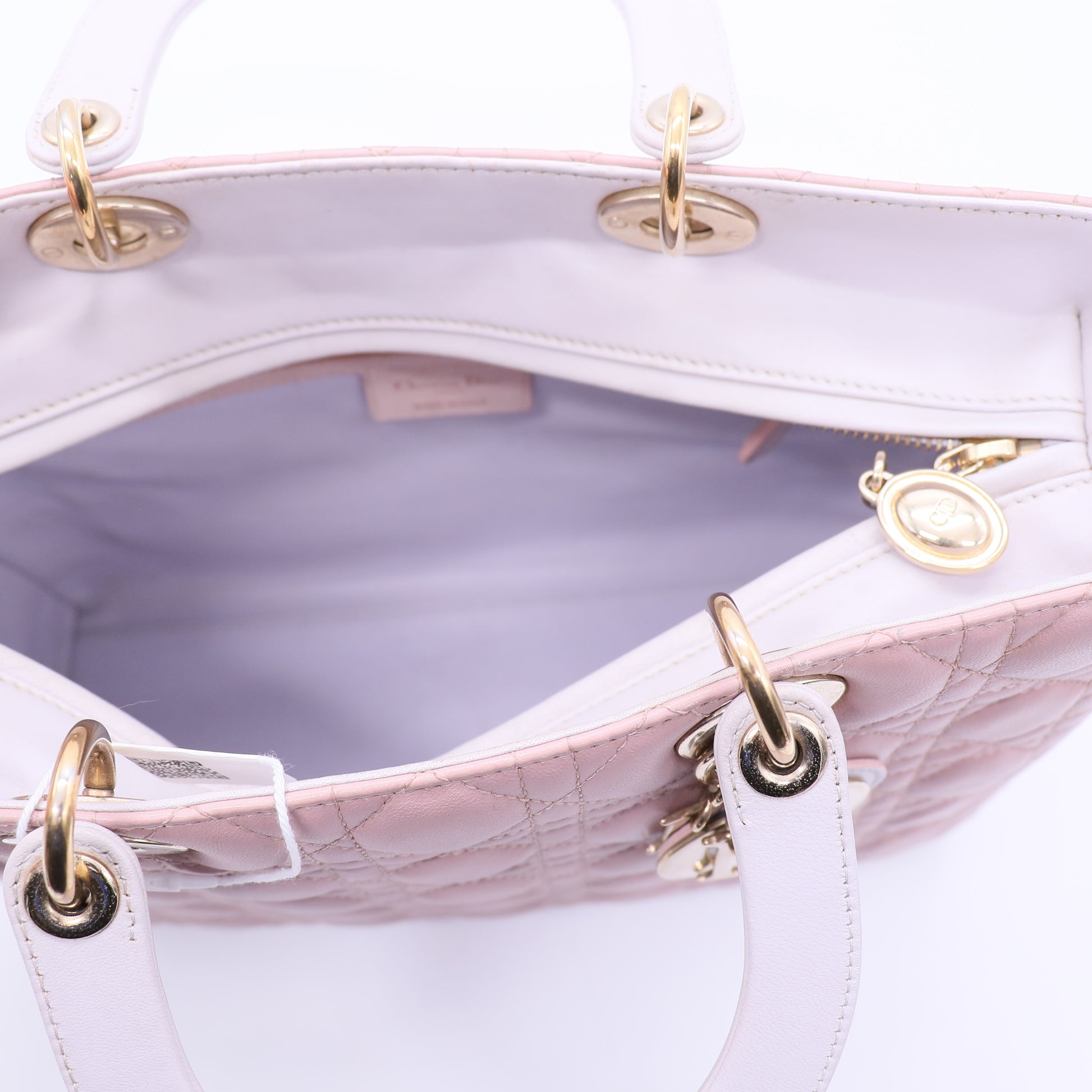 Christian Dior Bi-Color Special Edition Dior Lady Large Cannage Shoulder Bag Leather Pink  Twins LDJ3791