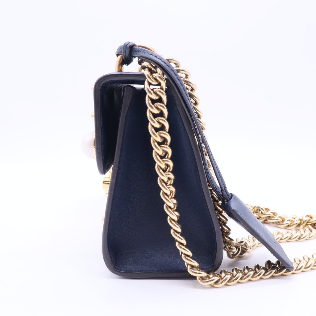 Pearly Padlock Shoulder Bag Studded Leather Small