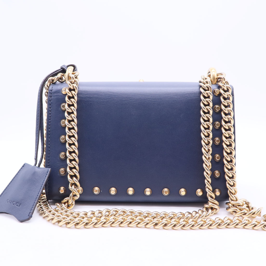 Pearly Padlock Shoulder Bag Studded Leather Small