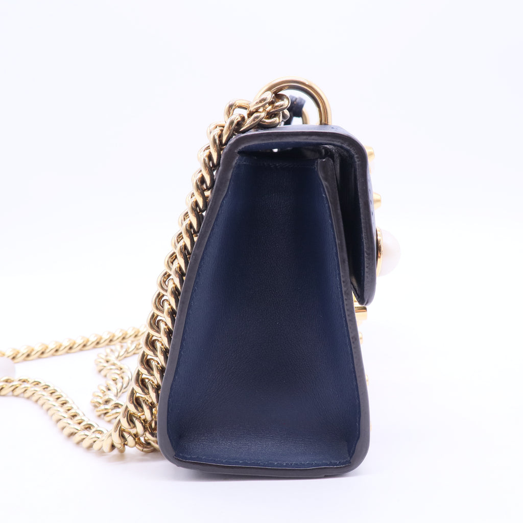 Pearly Padlock Shoulder Bag Studded Leather Small