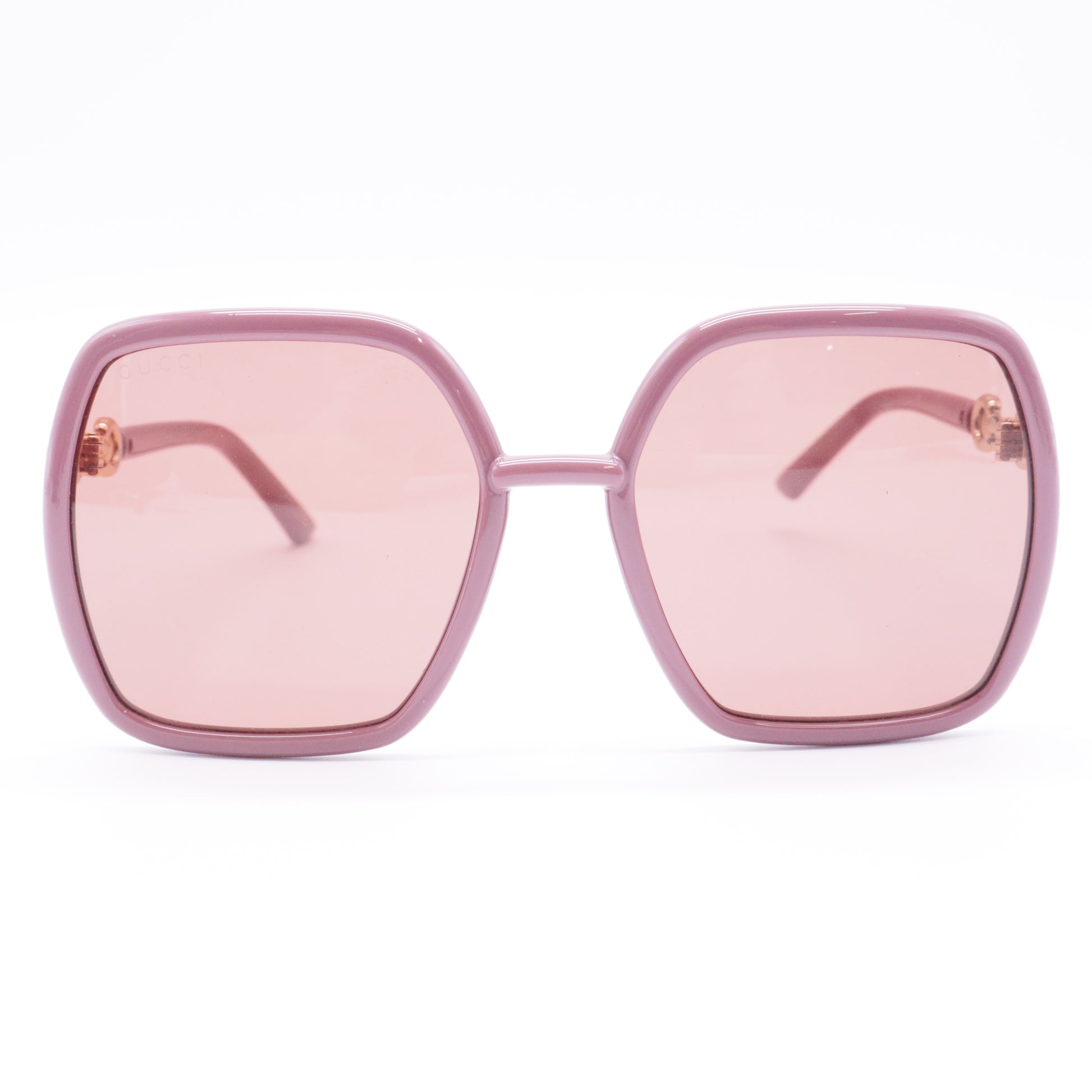 Pink Acetate Oversize Frame Horsebit Sunglasses