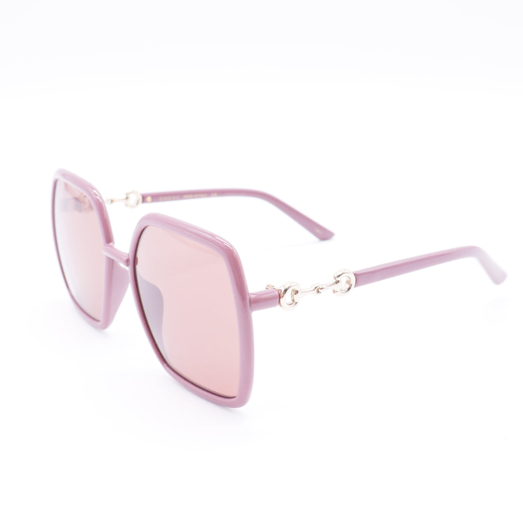 Pink Acetate Oversize Frame Horsebit Sunglasses