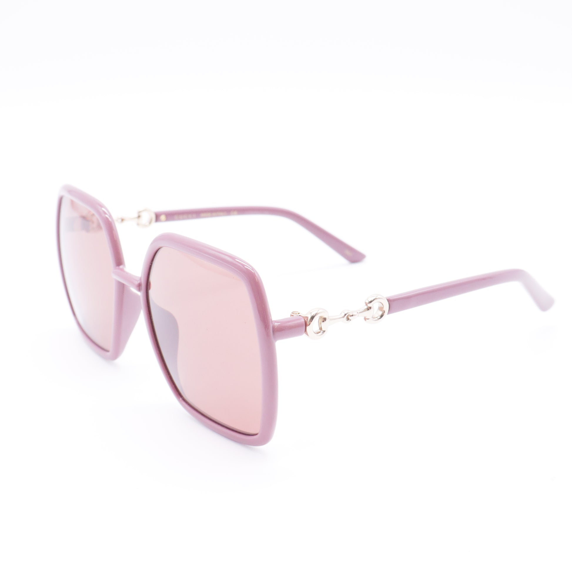 Pink Acetate Oversize Frame Horsebit Sunglasses