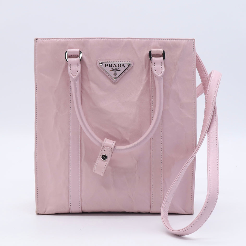 Leather Tote Bag In Pink Twins LDJ3270