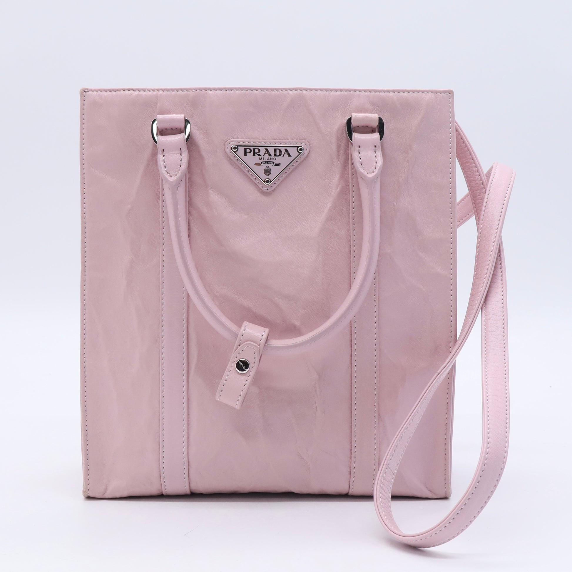 Leather Tote Bag In Pink Twins LDJ3270