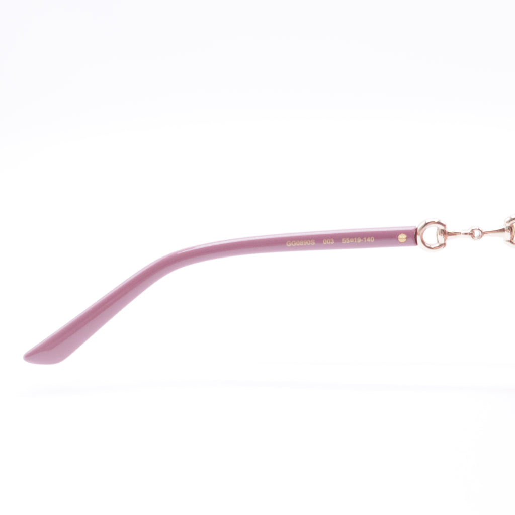 Pink Acetate Oversize Frame Horsebit Sunglasses
