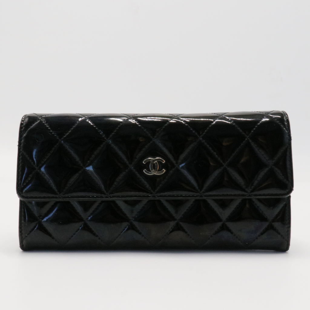 CC Brilliant Flap Wallet Quilted Patent Long