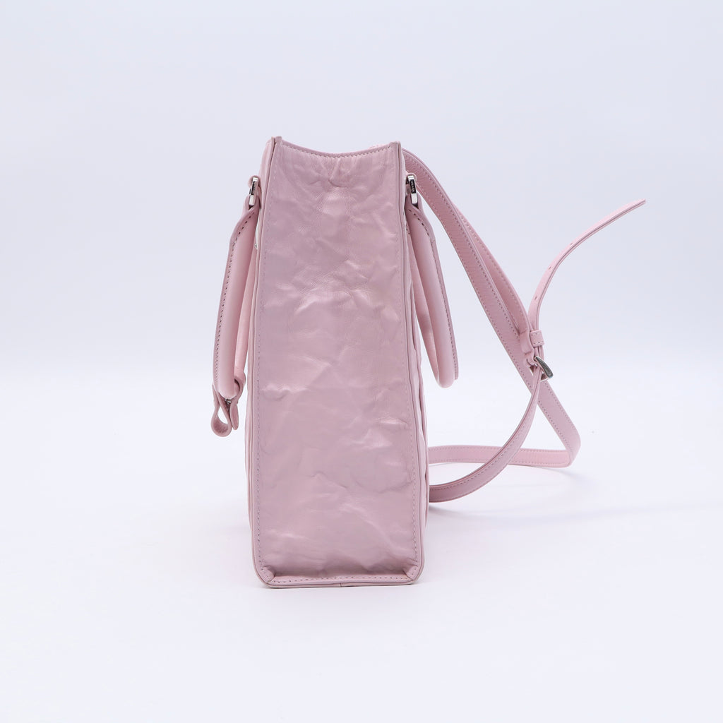 Leather Tote Bag In Pink Twins LDJ3270