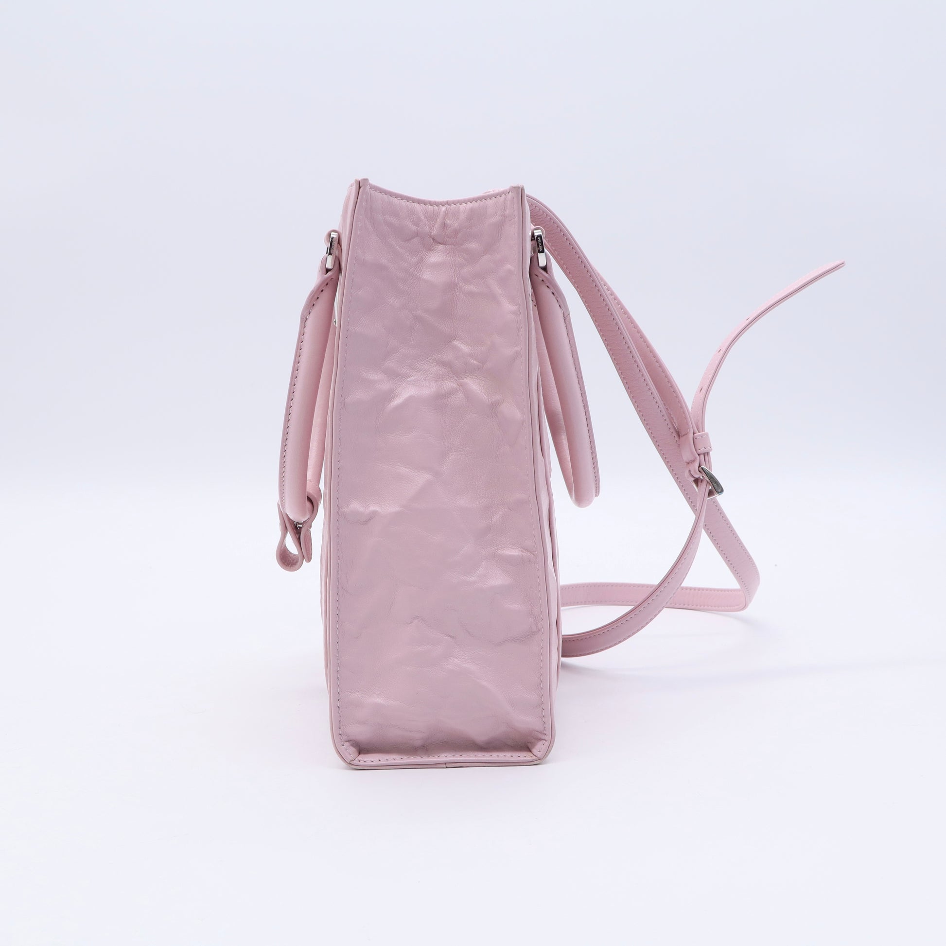 Leather Tote Bag In Pink Twins LDJ3270