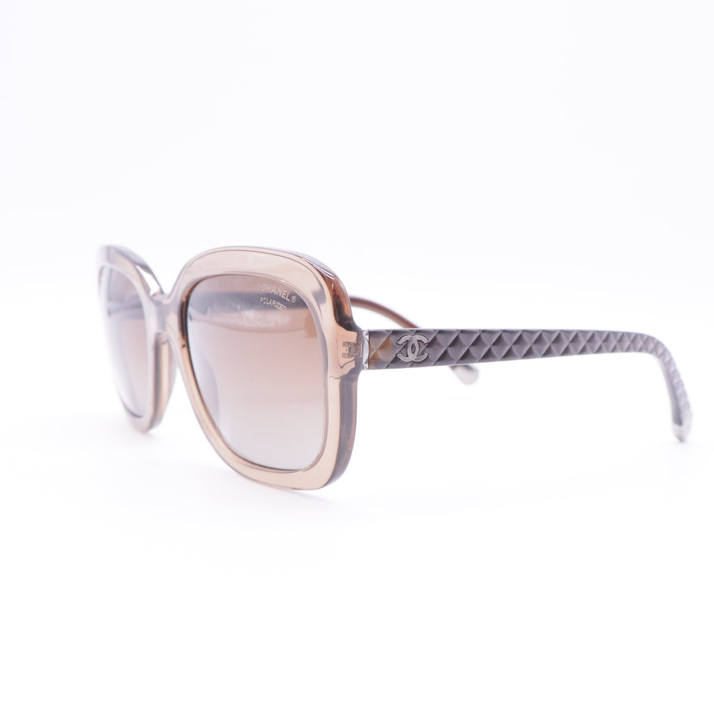 Acetate Rectangle Sunglasses Beige