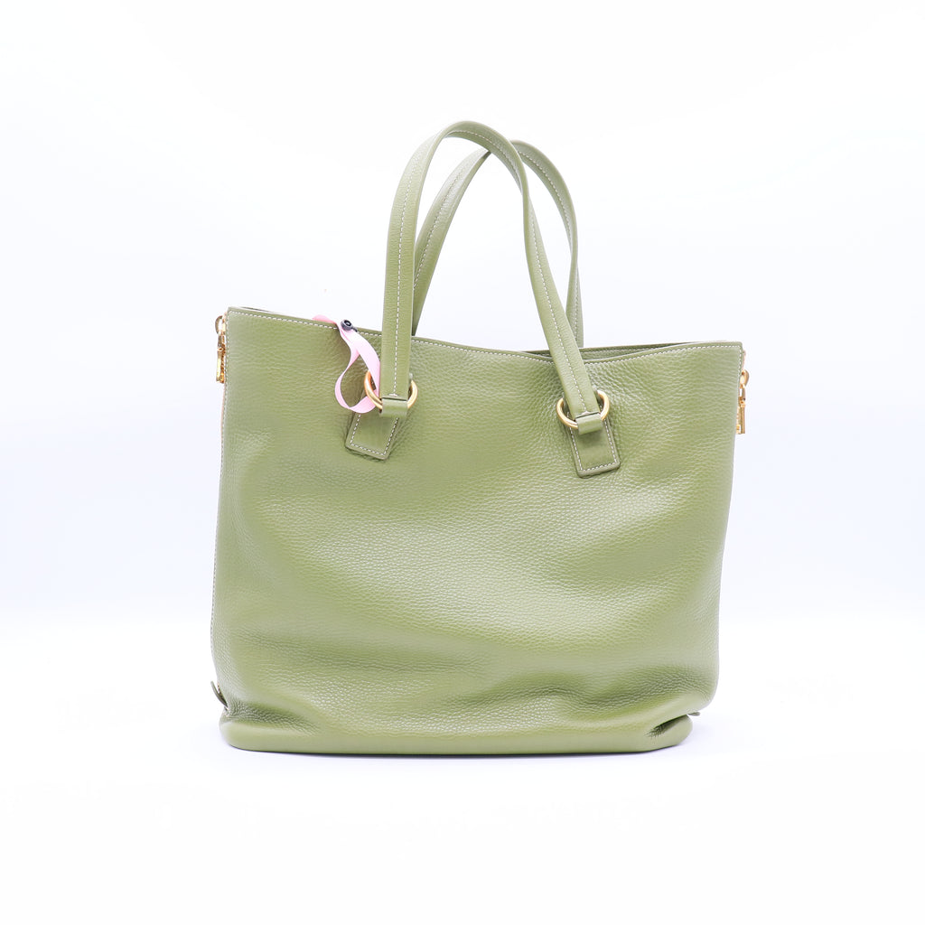 Prada Cedro Vitello Daino Leather Large Shopping Tote Bag Twins LDJ3789