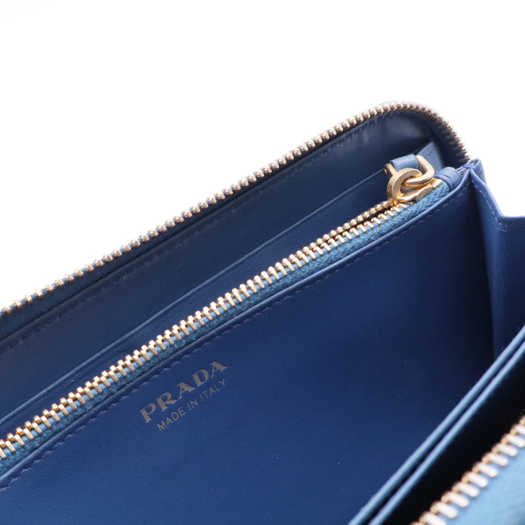 Vitello Move Bi-Color Zip Around Wallet Astrale Bluette