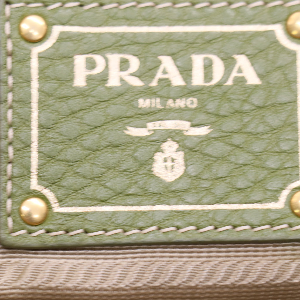 Prada Cedro Vitello Daino Leather Large Shopping Tote Bag Twins LDJ3789