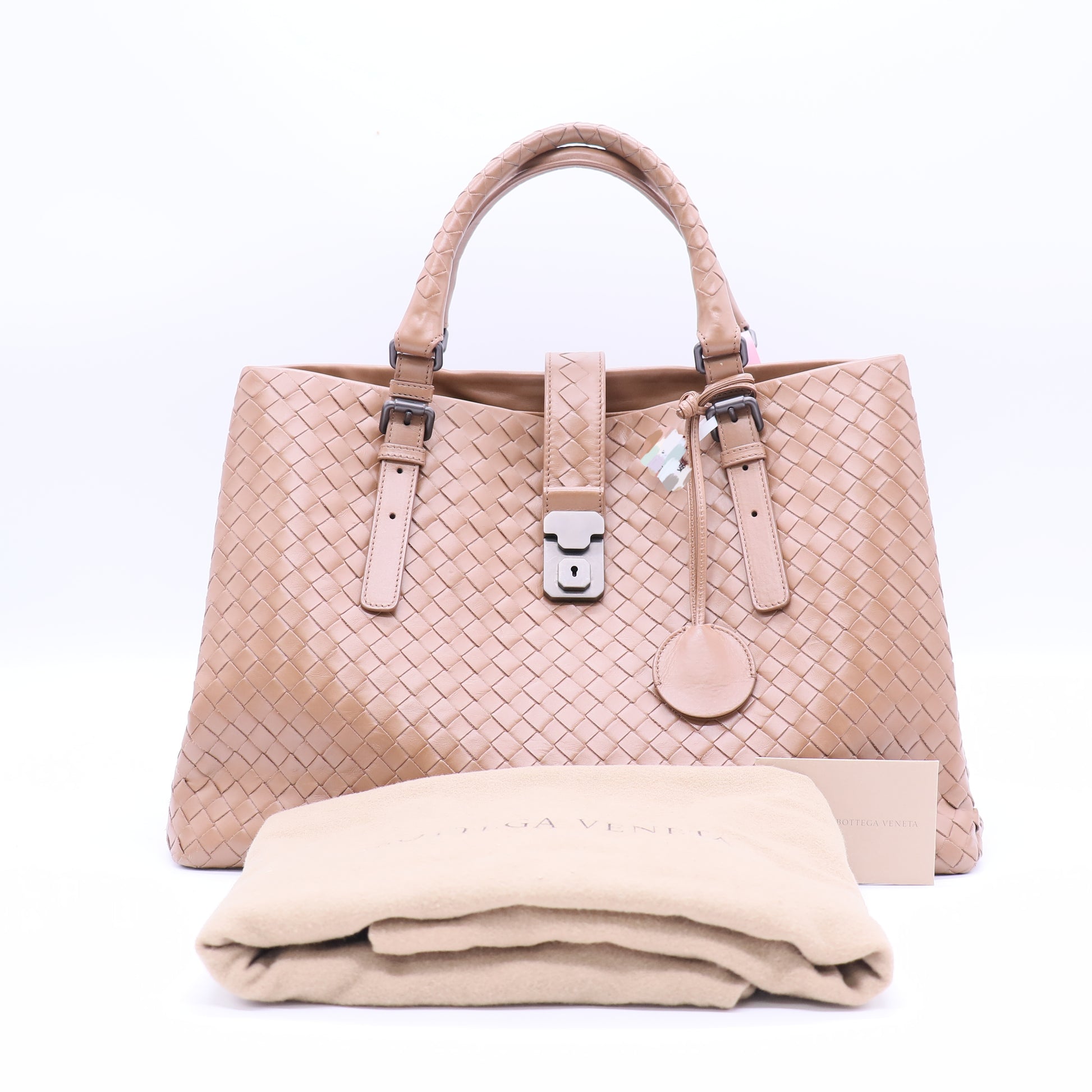 Bottega Veneta Beige Intrecciato Woven Nappa Leather Roma Tote Bag Twins LDJ3788
