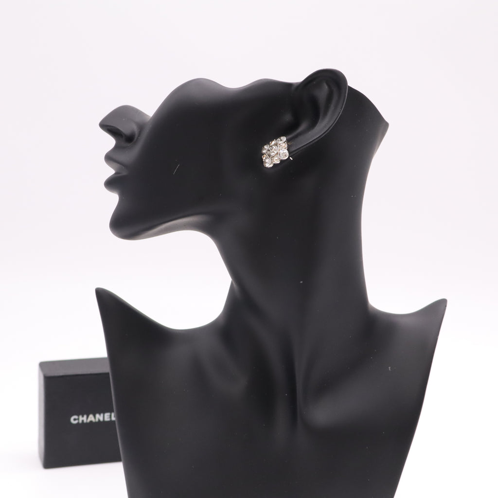 Chanel Crystal Square Button Stud Earrings W22251