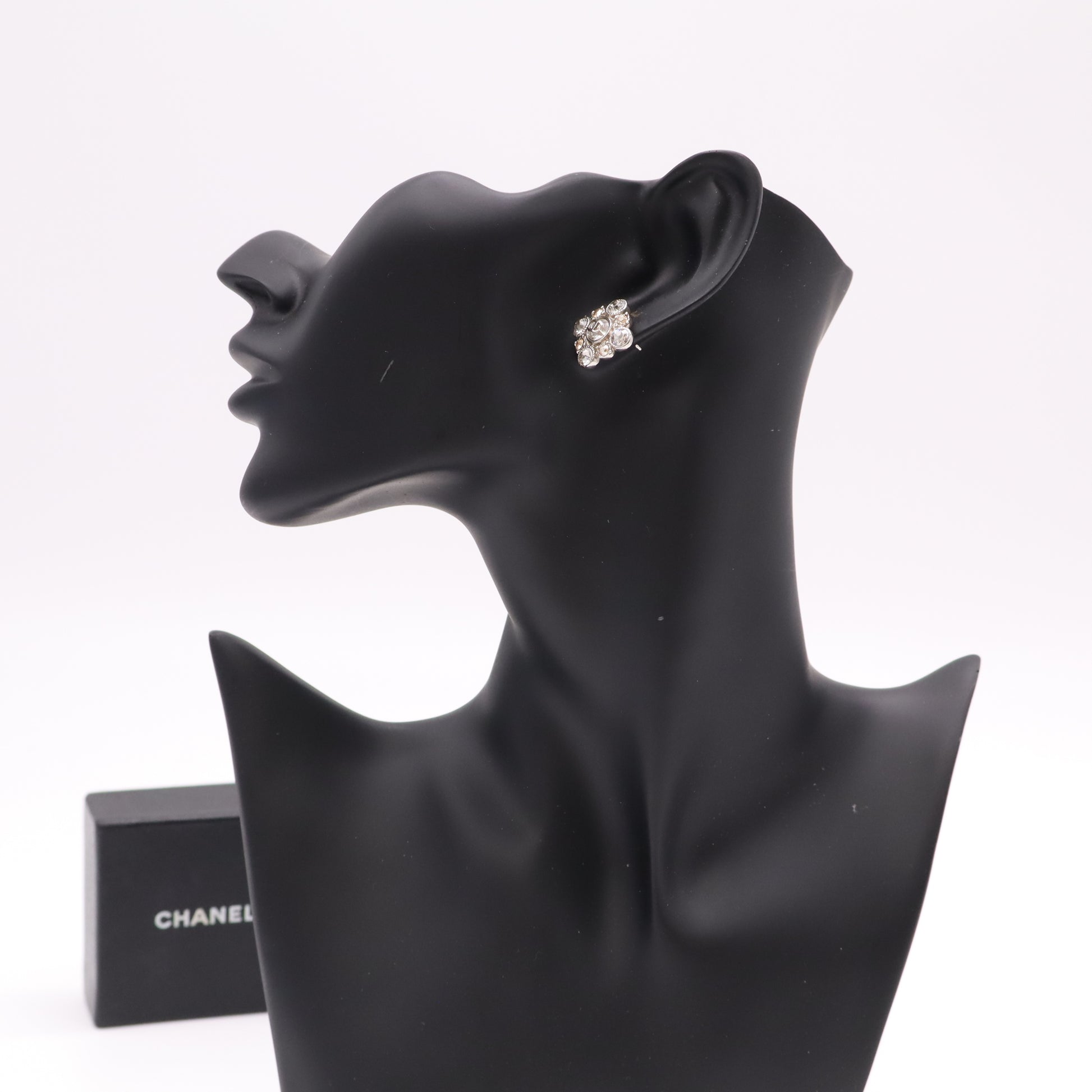 Chanel Crystal Square Button Stud Earrings W22251