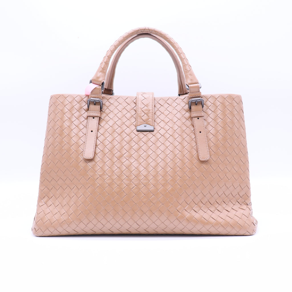 Bottega Veneta Beige Intrecciato Woven Nappa Leather Roma Tote Bag Twins LDJ3788