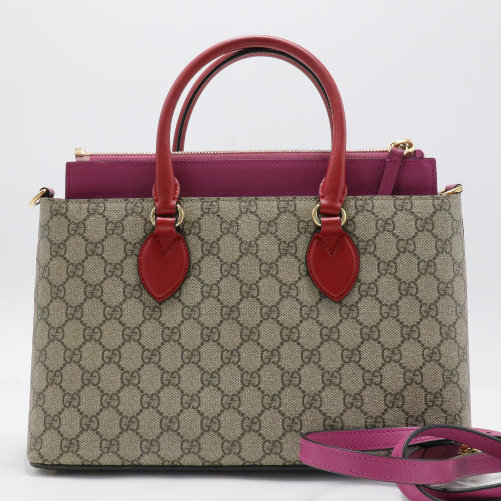 Gucci Beige Pink Leather and PVC Tote and Shoulder Bag