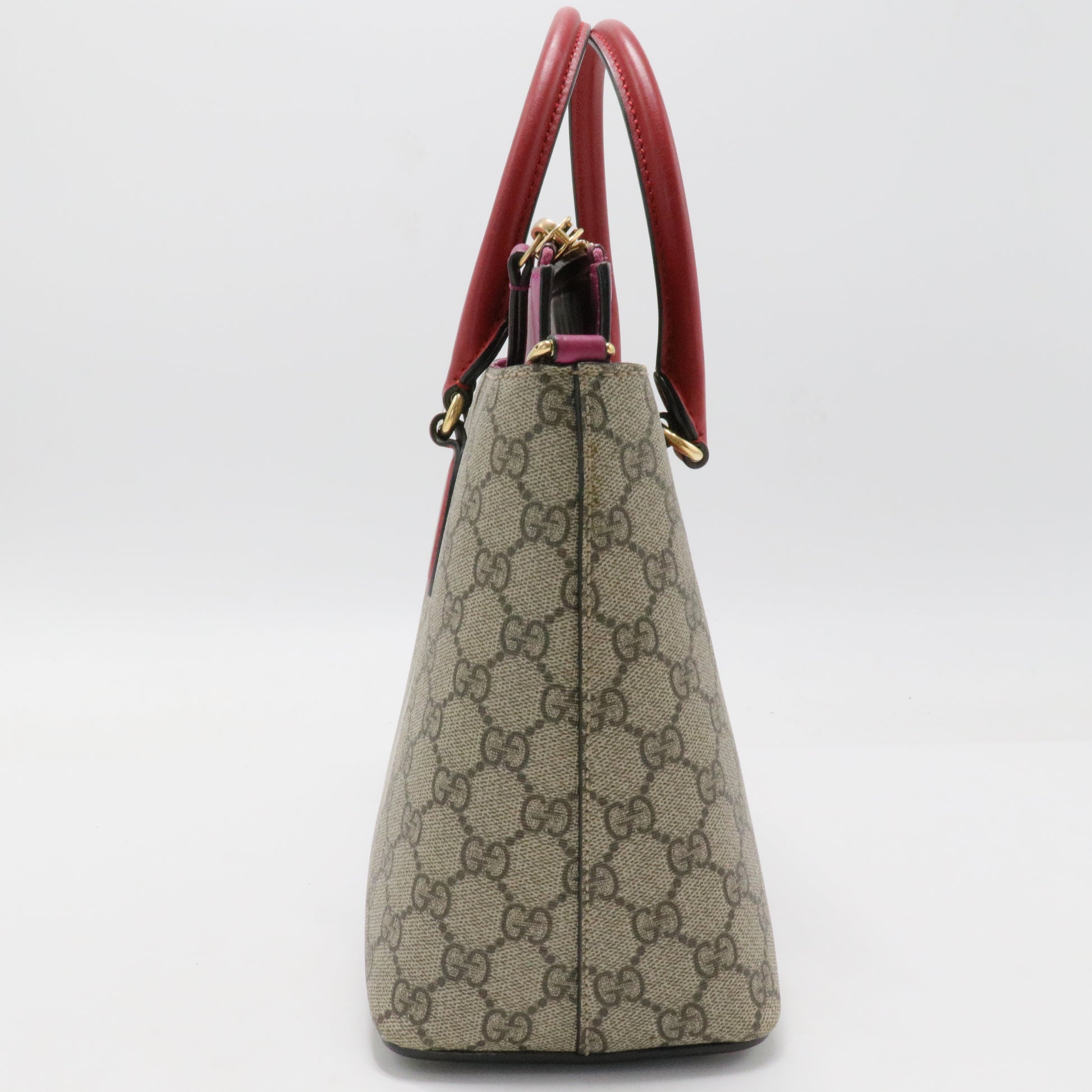 Gucci Beige Pink Leather and PVC Tote and Shoulder Bag