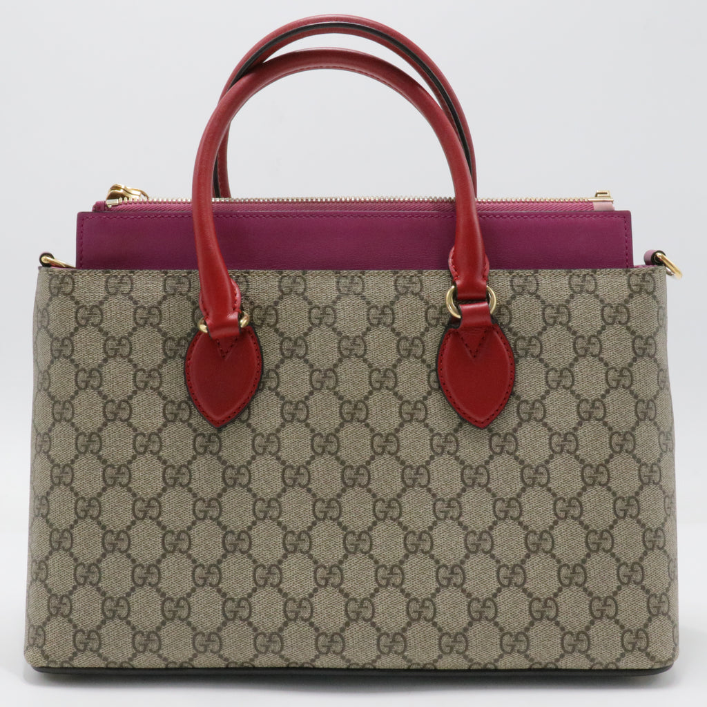 Gucci Beige Pink Leather and PVC Tote and Shoulder Bag